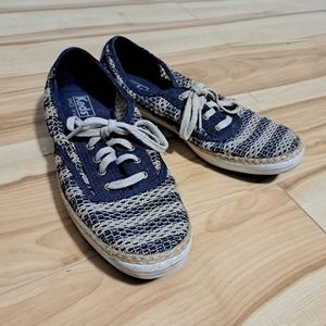 Women's Blue and Tan Keds Runners in Size 8